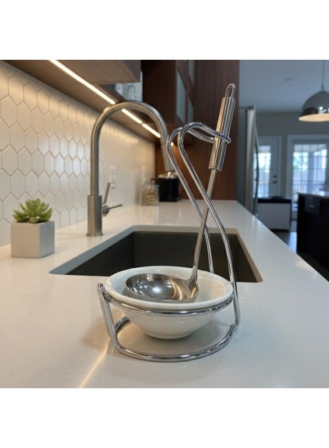 Bin Shihon 🥄✨ Ladle holder with ceramic bowl – 18 cm tall | Stylish kitchen design ✨🥄 - Image 1